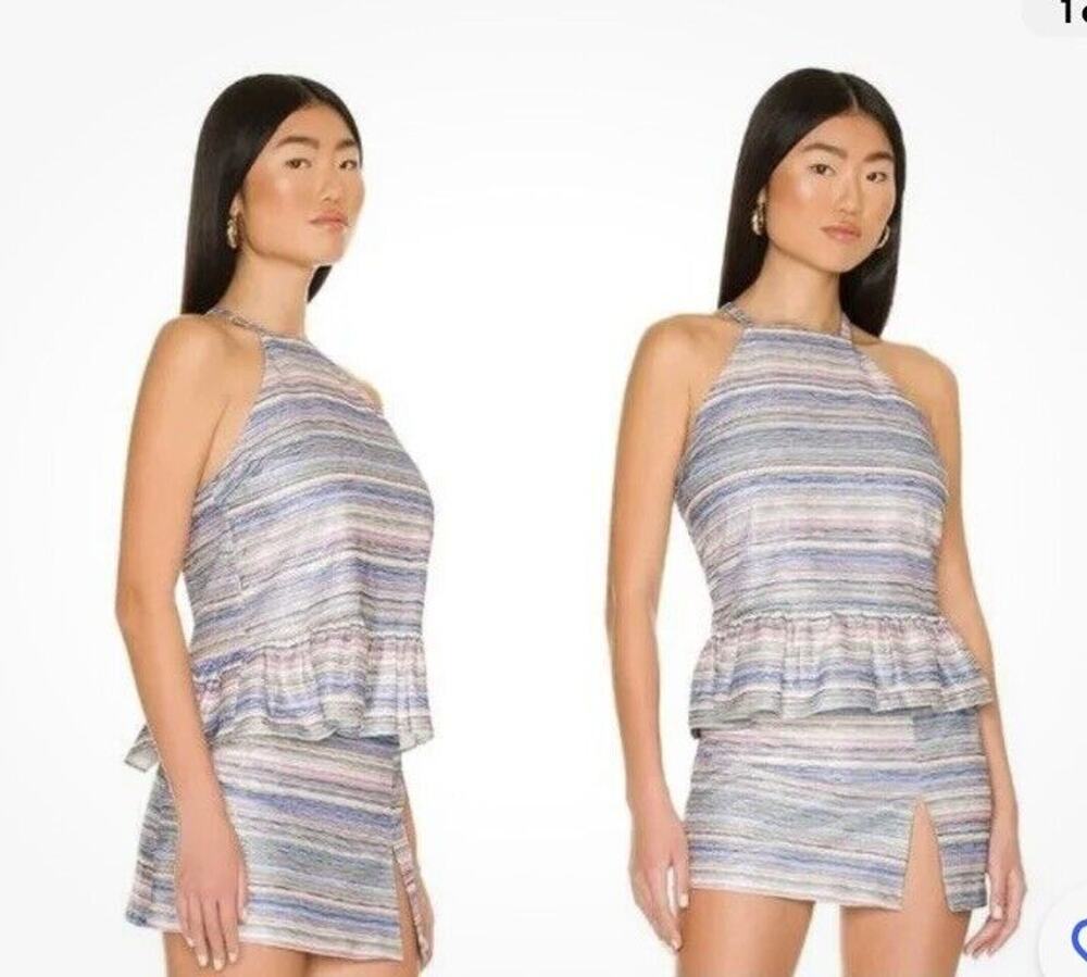 Amanda Uprichard Amy Top in Toulouse Size XS Sparkle Shimmer Rainbow Multicolor